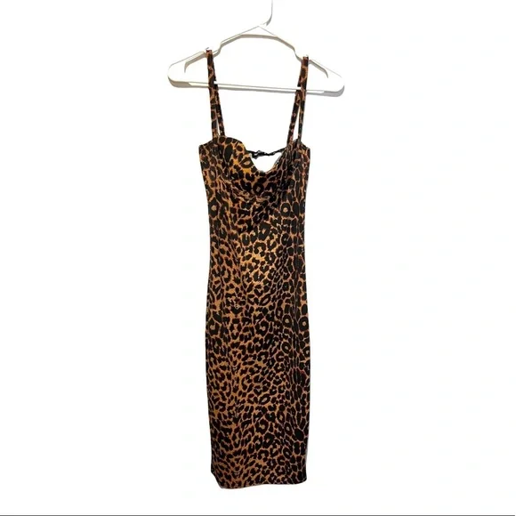 leopard print strappy cup detail midi dress Multi Wrap Top Gathered Skirt  AX Paris Tapered fixed shoulder straps L'AGENCE Caprice Midi Dress In